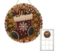 Christmas Diamonds Painting Ornament 20cm Hanging Craft For Winter Decor | Simple Placement Process Suits Relaxed Seasonal Crafting At Home With Tools And Decorative Stones Included In The Set