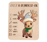 Christmas Dice A Reindeer Puzzle Game, Christmas Jigsaw Puzzles Wooden Interactive Christmas Board Game, Place The Reindeer Pieces According to The Number You Roll, for Xmas Party Night Holiday
