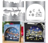 Christmas Dies for Card Making DIY Scrapbooking Build A Scene Xmas Santa Over Roof Top Elks Xmas Metal Cutting Dies for Paper Crafting Handmade Crafts Scrapbooking Supplies Handmade Crafts Album Decor