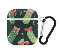 Christmas Dill Pickles Cute Earbuds Case Compatible with Airpods 1/2 Wireless Headphones Cover with Carabiner