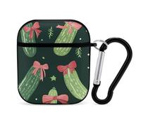 Christmas Dill Pickles Cute Earbuds Case Compatible with Airpods 1/2 Wireless Headphones Cover with Carabiner