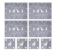 Christmas Dinner Felt Table Placemats & Coasters Set - 8pc (Grey)