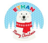 Christmas Dinner Plate - Polar Bear Design - Name: Ethan