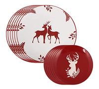 Christmas Dinner Set 12 Piece Red Reindeer Crockery