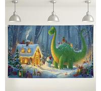 Christmas Dino Backdrop, Cute Winter Wonderland Scene for Holiday Decorations, Festive Indoor/Outdoor Photography Background for Parties and Events 71x43 Inch