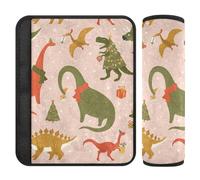 Christmas Dino Party Tree Rex Toddler Seat Cushion Belt Pad for Boys Girls Soft Seat Strap Covers for Adults 2 Pieces 6.5 * 6.5in