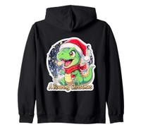 Christmas Dino T-Rex Dragon Wishes Roaring Christmas Zip Hoodie