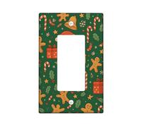 Christmas Dinosaur Light Switch Cover Plates/Outlet Covers, Green Holiday Fun with Gifts and Candies, Thermoplastic Wall Plates, Standard Size Single Rocker