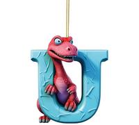 Christmas Dinosaur Ornaments,26 Letters Hanging Pendant Ornaments,26 Letter Dinosaur Christmas Tree Ornaments,Acrylic Dino Figures Hanging Ornaments,Dinosaur Xmas Tree Decor,Funny Christmas Decor