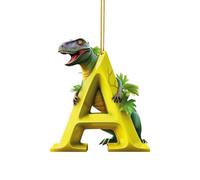 Christmas Dinosaur Ornaments - Christmas Ornaments 2023, Cute Cartoon Dino Figures with 26 Letter, Funny Dinosaur Hanging Gift for Christmas Tree Decoration, Gift for Kids Boys Girls (A)
