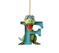 Christmas Dinosaur Ornaments - Christmas Ornaments 2023, Cute Cartoon Dino Figures with 26 Letter, Funny Dinosaur Hanging Gift for Christmas Tree Decoration, Gift for Kids Boys Girls (F)