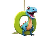 Christmas Dinosaur Ornaments - Christmas Ornaments 2023, Cute Cartoon Dino Figures with 26 Letter, Funny Dinosaur Hanging Gift for Christmas Tree Decoration, Gift for Kids Boys Girls (O)