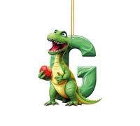 Christmas Dinosaur Ornaments - Christmas Ornaments 2023, Cute Cartoon Dino Figures with 26 Letter, Funny Dinosaur Hanging Gift for Christmas Tree Decoration, Gift for Kids Boys Girls (G)