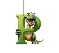 Christmas Dinosaur Ornaments - Christmas Ornaments 2023, Cute Cartoon Dino Figures with 26 Letter, Funny Dinosaur Hanging Gift for Christmas Tree Decoration, Gift for Kids Boys Girls (P)