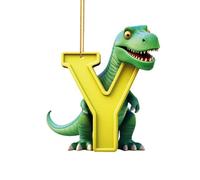 Christmas Dinosaur Ornaments - Christmas Ornaments 2023, Cute Cartoon Dino Figures with 26 Letter, Funny Dinosaur Hanging Gift for Christmas Tree Decoration, Gift for Kids Boys Girls (Y)