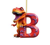 Christmas Dinosaur Ornaments - Christmas Ornaments 2023, Cute Cartoon Dino Figures with 26 Letter, Funny Dinosaur Hanging Gift for Christmas Tree Decoration, Gift for Kids Boys Girls (B)