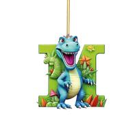 Christmas Dinosaur Ornaments - Christmas Ornaments 2023, Cute Cartoon Dino Figures with 26 Letter, Funny Dinosaur Hanging Gift for Christmas Tree Decoration, Gift for Kids Boys Girls (M)