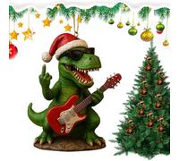 Christmas Dinosaur Ornaments, Resin Rock Themed T-Rex Pendant Decor, Holiday Ornament Hangable, for Home Decorators Festival Planners Living Room Bedroom Office Wall Mantel Garden Backyard