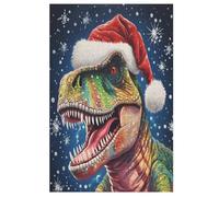 Christmas Dinosaur Wooden Jigsaws Puzzles for Adults 1000 Jigsaw Puzzle, Decompressing Intellectual Educational Toy for Kids 78×53cm