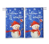 Christmas Dish Towels for Kitchen, Xmas Kitchen Towels Snowman Decor, Let It Snow Holiday Hand Towels, Seasonal Christmas Decorative Hand Towels Set of 2 Fun Holiday Supplies Home Decor 18 X 26 In