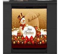Christmas Dishwasher Magnetic Cover Kitchen Decor Cute Snowman Merry Christmas Front Dishwasher Refrigerator Magnetic Cover Sticker Appliance Decorative Cover 23 x 26 Inches