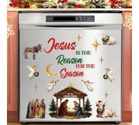 Christmas Dishwasher Magnets Cover Xmas Nativity Scene Fridge Dishwasher Magnetic Stickers Jesus is The Reason for The Season Magnets Decorations Decals for Religious Winter Home Refrigerator Magnet