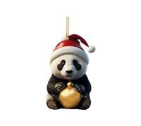 Christmas Display Hanging Ribbon Panda Pendant Tree Acrylic Cartoon Home Decorations Car Decorations Capped Chickadee Stained Glass