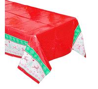 Christmas Disposable TableCloths Table Cover Plastic,120*180cm Rectangle Table Cloths Holly Santa Xmas Tablecloth Waterproof Tablecover Disposable for Christmas Party Dinner Table Decoration Supplies