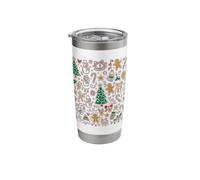 Christmas Diva Festive Doodle Pattern Christmas Trees Stainless Steel Insulated Tumbler