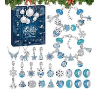 Christmas Diy Ocean Blue Crystal Bracelet Countdown Advent Calendar, 24 Day Christmas Countdown Calendar Diy Charm Bracelets & Necklaces, Charm Bracelet Making Kit for Jewelry Lovers