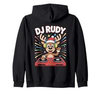 Christmas Dj Rudy Reindeer Festive Vibes Zip Hoodie
