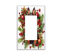 Christmas Doberman Dog Decorative Light Switch Cover Wall Plate 1 Gang Single Rocker, Fun Xmas Hollies Switchcover Switchplate, Pet Electrical Faceplate for Kitchen Living Room