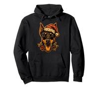 Christmas Doberman Dog with Santa Hat Gingerbread Cookie Pullover Hoodie