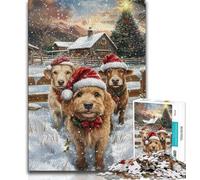 Christmas Dog Adult Jigsaws 1000 Pieces Difficult,Family Game Stress Reliever Difficult Challenge Secret Santa Gifts (38x26cm)