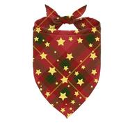 Christmas Dog Bandana, Classic Red Plaid Dog Scarf with Start Pattern, Seasonal Festivals Pet Kerchief, Adjustable Triangle Dog's Scarf, Xmas Pet Gift for Small Medium Dogs