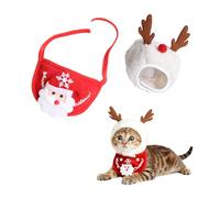 Christmas Dog Bandana Hat, Adjustable Plush Soft Cat Xmas Outfits with Semi-Enclosed Design for Small Medium Cats Dogs Holiday Festival Photo Props