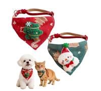 Christmas Dog Bandana, Pack of 2 Adjustable Kitten Bandana, Washable Triangular Headscarves for Winter, Christmas, Medium and Small Dogs and Cats.