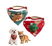 Christmas Dog Bandana, Pack of 2 Adjustable Kitten Bandana, Washable Triangular Headscarves for Winter, Christmas, Medium and Small Dogs and Cats.