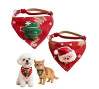 Christmas Dog Bandana, Pack of 2 Adjustable Kitten Bandana, Washable Triangular Headscarves for Winter, Christmas, Medium and Small Dogs and Cats.