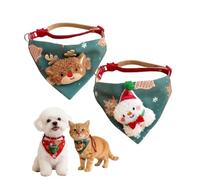 Christmas Dog Bandana, Pack of 2 Adjustable Kitten Bandana, Washable Triangular Headscarves for Winter, Christmas, Medium and Small Dogs and Cats.