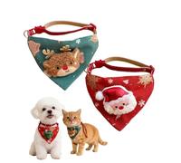 Christmas Dog Bandana, Pack of 2 Adjustable Kitten Bandana, Washable Triangular Headscarves for Winter, Christmas, Medium and Small Dogs and Cats.