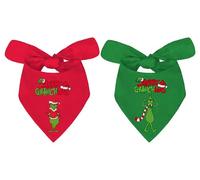 Christmas Dog Bandana Puppy Scarf - Merry Christmas Dog Outfits - 2 Pcs Adjustable Holiday Party Triangle Reversible Xmas Pet Bandanas for Medium Large Dogs