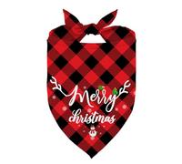 Christmas Dog Bandana, Snowman Merry Xmas Print Triangle Pet Bandanas, Red Plaid Adjustable Comfortable Pet Scarf, for Small and Medium Dog Cat
