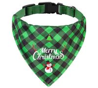 Christmas Dog Bandana with Unique Quick-Release Buckle and Retractable Design,Triangle Reversible Bibs Breed for Puppy Pets，Green Plaid Pets Bandana Triangle Bibs Cat Scarf Set(M)