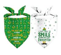 Christmas Dog Bandanas 2 Pack I Just Like to Smile Merry Christmas Dogs Scarf Reversible Holiday New Year Puppy Dog Kerchief Pet Gifts