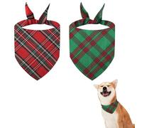 Christmas Dog Bandanas for Christmas Holidays Cat Bandana Christmas Bandanas for Dogs Cats Pet Bandanas for Dogs Red Green Scarf Xmas Plaid Dog Bandana Scarf for Large Dogs Tassels Scarfs