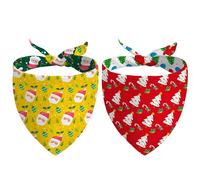 Christmas Dog Bandanas Reversible 2 Pack, Cute Santa Claus Xmas Tree Christmas Pet Bandanas Set Adjustable Triangle Winter Xmas Holiday Scarves for Medium Large Extra Large Boy Girl Dogs
