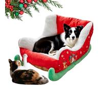 Christmas Dog Bed, Cute Red Sleigh Shaped Pet Bed, Funny Christmas Themed, Washable Soft Mat For Dogs & Cats Paly Rest