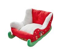 Christmas Dog Bed - Plush Sleigh Pet Bed, Cosy Soft Puppy Cushion, Non-Slip Warm Sleeping Mat, Cute Decorative Pet Furniture for Bedroom, Living Room, Indoor
