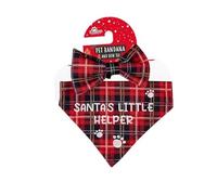 Christmas Dog/Cat/Pet Bandana Scarf Outfit Classic Plaid Merry Santa Helper Bow